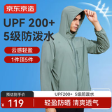 京东京造户外防晒衣男士UPF200+轻薄防泼水透气轻松收纳外套 山川绿 L