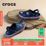 crocs卡骆驰洞洞鞋贝雅卡骆班轻便耐磨一脚蹬休闲鞋|205089 深蓝/辣椒红-4CC 46 /47(300mm)