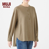 无印良品 MUJI 女式 新疆棉法兰绒 束腰长上衣 29AC730 深咖啡色 XS-S