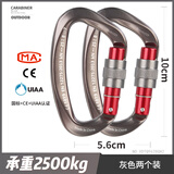 欣达（xinda）专业攀岩登山D形主锁承重安全扣锁具铝合金户外安全挂钩锁匙扣 灰红色2个装