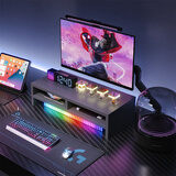 耐赛尔 电脑增高架笔记本支架宿舍办公桌面收纳架子台式显示器垫高架子 【双层中格】芝麻黑-50*20*13cm