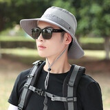 比弗利狼 户外登山帽子男士夏天遮阳帽沙滩防晒钓鱼帽太阳帽夏季渔夫帽男 灰色-刺绣字母遮阳帽101款