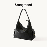 Songmont山下有松循迹旅行hobo包大容量斜挎电脑包【蒋奇明同款】 旅行hobo大号 烟墨黑 预售27天