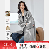 梵希蔓含绵羊毛西装式呢大衣女秋冬高级感双排扣长款过膝毛呢外套 50690 灰色 M