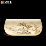 金镶玉茶洗 陶瓷大号茶洗功夫茶具建水洗茶碗洗杯家用茶具配件 山间隐居