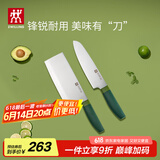 双立人（ZWILLING）Now S菜刀水果刀切片刀切菜刀中片刀多用刀刀具套装2件套 青柠色