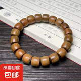 绿檀直切桶珠手串手工精品檀木民族风小手链男女款文玩单圈 绿檀直切10x11mm【单圈】