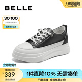 百丽（Belle）小白鞋女鞋商场款厚底增高一脚蹬单鞋透气休闲鞋U8N1DAM3 黑色 37 (235mm)