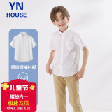 衣诺坊儿童衬衫短袖白色演出服西服衬衣夏款T恤  短袖：白色衬衫 130CM