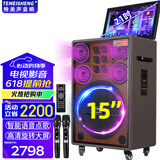 TEMEISHENG 特美声TA15-09广场舞音响带显示屏K歌拉杆户外演出视频演唱演出音箱户外音响k歌专用带声卡一体机 TA15-09+500G硬盘声卡内录直播
