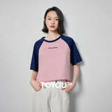 初语多款多色纯棉t恤女2025年夏季新款图案印花圆领短袖上衣 宝蓝-粉色-字母GT528810 L