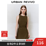 UR2025夏季新款女装简约气质褶皱修身无袖连衣裙UYY750027 深咖棕 S