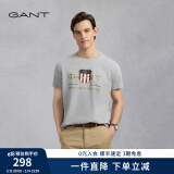 GANT/甘特【100%棉】男女情侣款学院风美式休闲圆领短袖重磅T恤 93烟灰色 XL