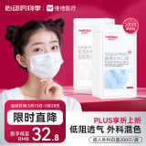 维德（WELLDAY）一次性医用外科口罩200只三层防雾霾无菌级挂耳式白+蓝10只/袋*20