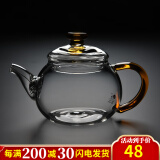 锦格玻璃茶壶耐高温功夫茶具小号过滤可烧煮茶透明家用简约加厚泡茶器 H-22茶壶黄色把 260ml