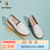 暇步士（Hush Puppies）皮鞋女士平底休闲一脚蹬英伦乐福鞋B2I08AA1 白色 39