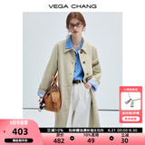 VEGA CHANG风衣女款2025新款春秋英伦风中长款宽松外套 卡其色 M