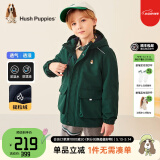 暇步士（Hush Puppies）童装儿童厚风衣冬季新款男女大童纯色摇粒绒外套时尚厚风衣 丛林绿 130 cm