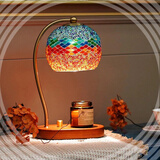 台灯床头灯卧室灯小夜灯氛围灯复古香薰融蜡装饰生日礼物无火灯具 彩色灯罩旋钮款