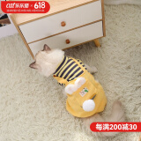 华元宠具（hoopet）猫咪衣服防掉毛蓝猫宠物布偶英短美短秋冬薄款冬季保暖可爱四脚衣 【薄绒款】俏皮猫咪背带裤黄色 S-（建议3-6斤）