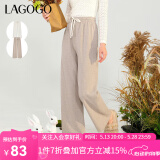 lagogo【云朵裤】简约高腰休闲裤女拉谷谷2024年秋季新款慵懒长裤 杏色(K5) S 155/36