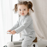 nest designs宝宝家居服儿童套装冬季天竹绒纯色长袖打底衫长裤睡衣男女宝宝 拂晓蓝-半高领上衣 （春秋薄款） 100 cm（建议身高90-102cm）