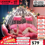 乐系（LEXI） 吊椅双人鸟巢秋千吊篮家用室内阳台吊兰户外吊床藤椅摇篮椅躺椅 双人白色细藤特大号 静音款