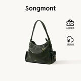 Songmont【李娜同款】山下有松循迹系列hobo包植鞣牛皮斜挎软包 雪松绿 小号 现货