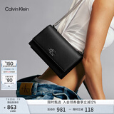 Calvin Klein【毕业礼物】小众单肩包荔枝纹包包链条翻盖CK女包斜挎包DH2806 UB1-太空黑 OS