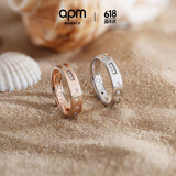 APM Monaco[周翊然同款]摩斯密码戒指925银简约对戒男生指环生日礼物送男友 银白色 58码