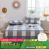 艾薇 老粗布床单加厚粗布凉席双人床单单件 明亮格蓝230*250cm