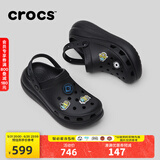 crocs卡骆驰檀健次同款经典泡芙洞洞鞋轻便舒适休闲鞋|207521 黑色-001(含智必星) 37 /38(230mm)