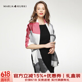 玛丽亚·古琦（MARJA KURKI）羊毛围巾女冬季 礼盒装保暖披肩围巾两用 千鸟格围脖女礼物 白/酒红/灰