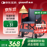 鱼跃(yuwell)轮椅车H051折叠老人轻便旅行手推车钢管免充气胎代步车