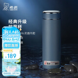 希诺（HEENOOR）抗菌保温杯316L不锈钢茶杯带滤网车载水杯XN-9606K深灰色 480mL