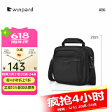 WINPARD/威豹商务男包手提公事包休闲单肩包出差男包斜挎包 黑色（横版/四层袋）
