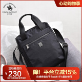 圣大保罗单肩包男士斜挎包休闲牛津布包大容量商务多功能轻便男包时尚出游 手提黑色【长26cm宽10cm高29cm】