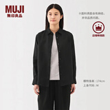 无印良品（MUJI）女式 汉麻水洗衬衫领长袖衬衫女士衬衣外套外衣 25年夏季女装上衣 黑色 M （160/84A）