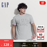 Gap【热卖爆款】男装夏撞色logo圆领短袖T恤纯棉上衣544465 灰色 185/104A(XXL) 亚洲尺码