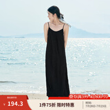茵曼（INMAN）波西米亚吊带油画连衣裙女2025夏季新款度假裙子 黑色 M