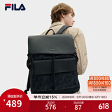 FILA 斐乐官方男士背包2024夏新款时尚休闲双肩包电脑包 正黑色-BK XS
