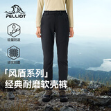 伯希和（Pelliot）【风盾】冲锋软壳裤男女秋冬耐磨加绒防风高弹长裤子125107018黑S