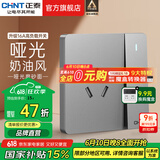 正泰（CHNT）开关插座6C 奶油风大板 家用86型带USB斜五孔暗装插座面板 幻银 一开单控三孔16A