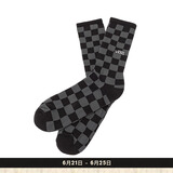VANS范斯官方 男子袜子长袜棋盘格运动休闲 黑色/炭灰色 均码24-26cm