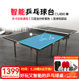 庞伯特（pongbot）乒乓球台 家用可折叠式标准比赛训练乒乓球桌室内带轮含网架 可折叠 不带滚轮 CUBE智能球桌15mm
