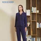 舒雅（Schiesser）七夕男女情侣款睡衣棉莫代尔翻领长袖长裤家居服套装E5/20052H 女E0/17934H深紫7400 XL