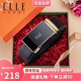 ELLE HOMME法国男士皮带男自动扣真皮腰带纯牛皮商务裤带生日礼物送男友 902073金色/头层牛皮 110cm -130cm随机发(可修剪)