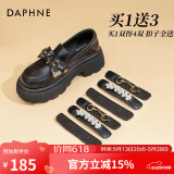 达芙妮（DAPHNE）乐福鞋女2025春季新款复古英伦风单鞋百搭一鞋多穿黑色一脚蹬女 黑色【买一送三配饰增高款】 37