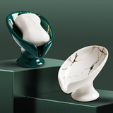 优勤（YOUQIN）肥皂盒免打孔沥水陶瓷香皂盒收纳置物架家用卫生间 椭圆流水皂碟-白色