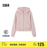 森马（Semir）外套女短款插肩袖小个子潮2024冬季加绒紧身连帽夹克109724108015